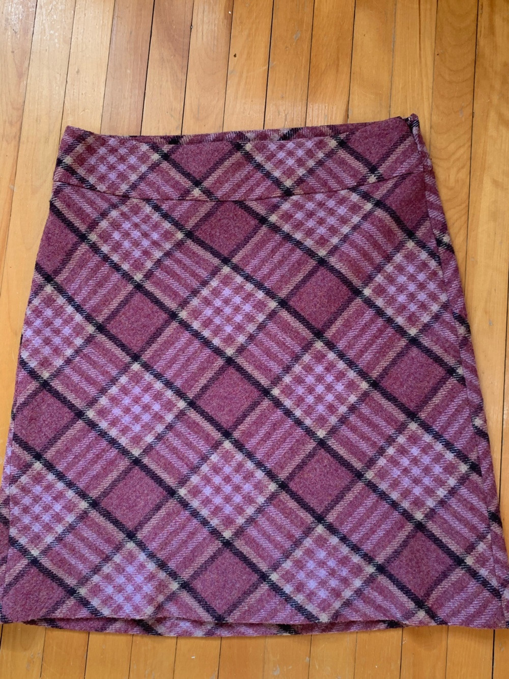 Talbots Pink Plaid Wool-Blend A-Line Knee-Length Skirt